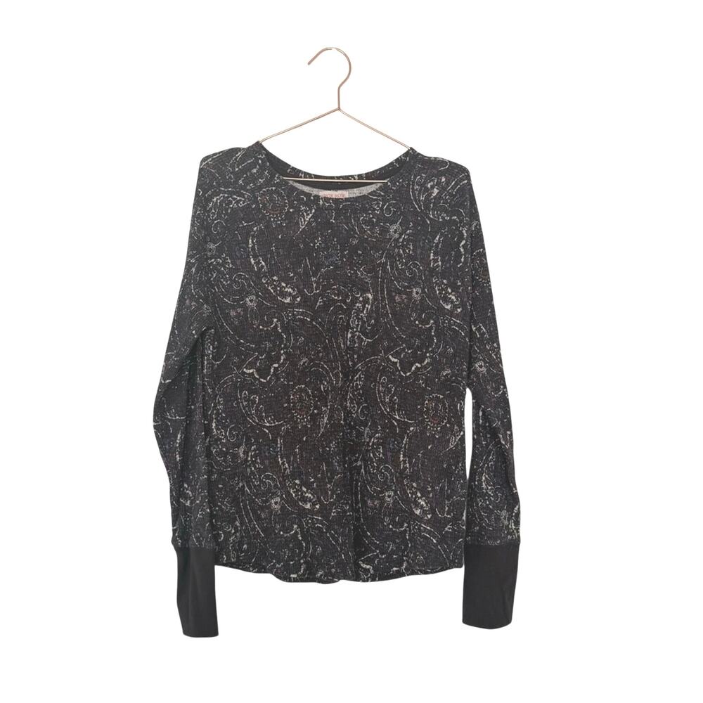 Knox Rose Black Paisley Long Sleeve Top